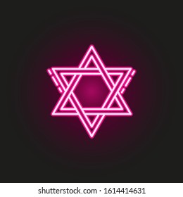 Star of David neon style icon. Simple thin line, outline vector of judaism icons for ui and ux, website or mobile application