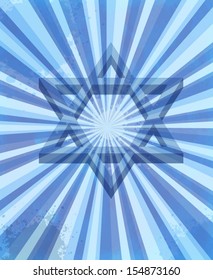 Star of David on abstract blue sky background. Vector eps 10.