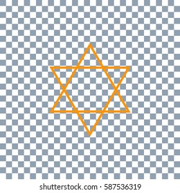 Star of David on transparent background. Orange icon