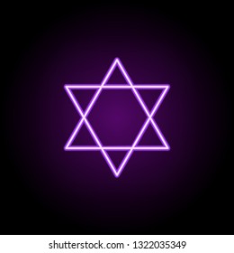 star of David outline icon. Elements of religion in neon style icons. Simple icon for websites, web design, mobile app, info graphics