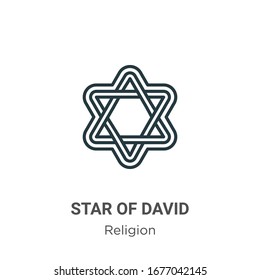 Star of david outline vector icon. Thin line black star of david icon, flat vector simple element illustration from editable religion concept isolated stroke on white background