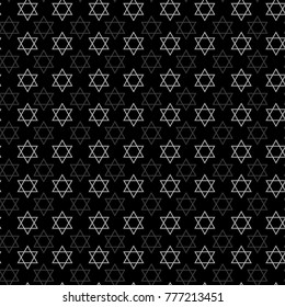 Star of David pattern repeat seamless in black color for any design. Vector geometric illustration