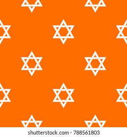 Star of David pattern repeat seamless in orange color for any design. Vector geometric illustration