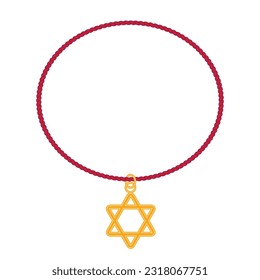 Star of David pendant, jewelry. Necklace with Jewish star sign. Vector illustration.