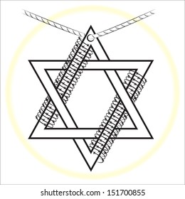 Star of David as a pendant on a rope