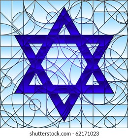 Star Of David Rendered In Stained Glass Style