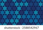 Star of David seamless blue vector background. Stylish vector repeating pattern with a Six-pointed star.