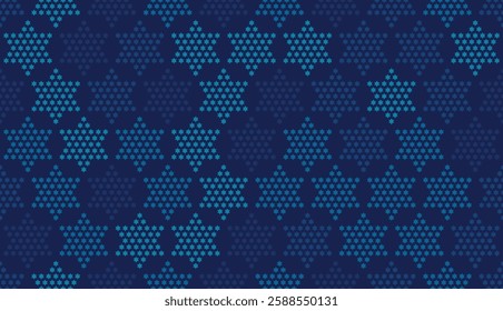 Star of David seamless blue vector background. Stylish vector repeating pattern with a Six-pointed star.