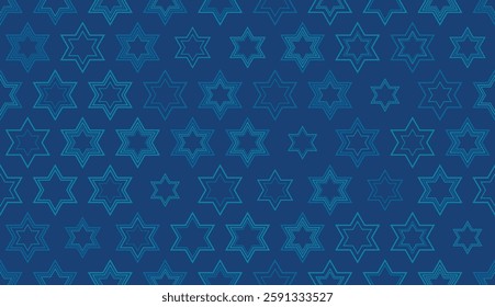 Star of David seamless blue vector background. Stylish vector repeating pattern with a Six-pointed star.