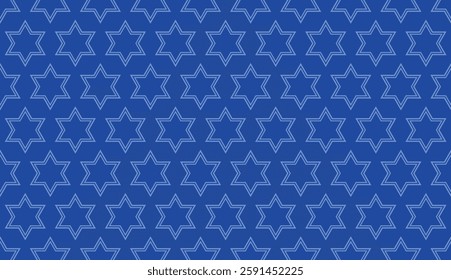 Star of David seamless blue vector background. Stylish vector repeating pattern with a Six-pointed star.