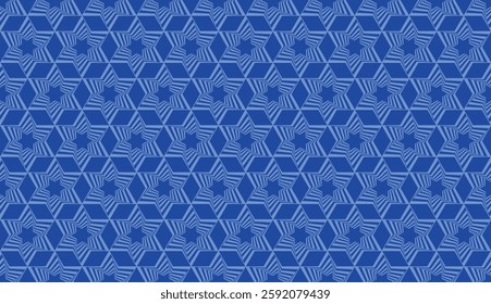 Star of David seamless blue vector background. Stylish vector repeating pattern with a Six-pointed star.