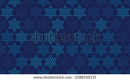 Star of David seamless blue vector background. Stylish vector repeating pattern with a Six-pointed star.