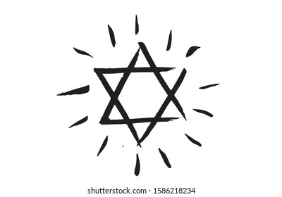 Star of David, set. Hand drawn illustration. Grunge star of David.