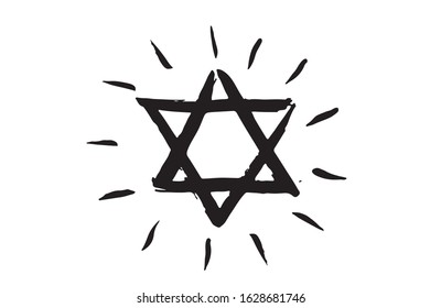 Star of David, set. Hand drawn illustration. Grunge star of David.