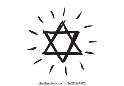 Star of David, set. Hand drawn illustration. Grunge star of David.