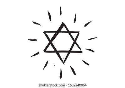 Star of David, set. Hand drawn illustration. Grunge star of David.