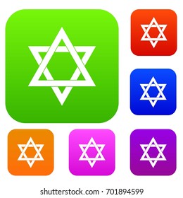 Star of David set icon in different colors isolated vector illustration. Premium collection