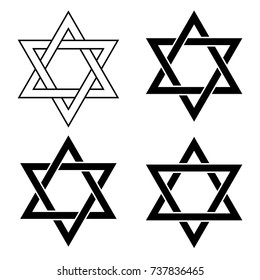 Star of David set icons. Vector illustration