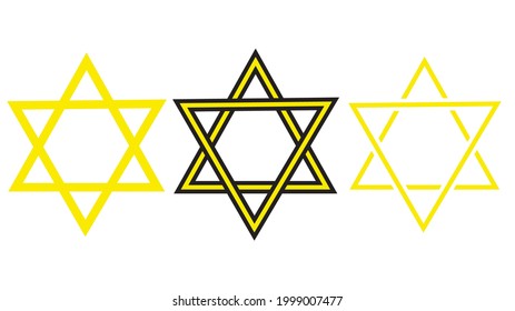 Star of David, set of three symbol of Israel. Vector illustration