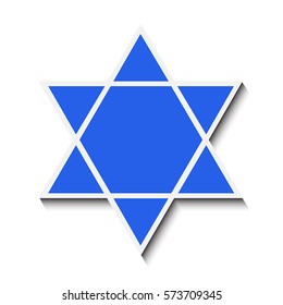 Star of David with a shadow. Isolated on white background. Vector illustration