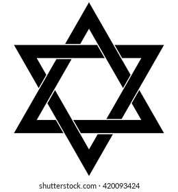 Star of David , Shield of David , Magen David , black isolated vector illustration , icon
