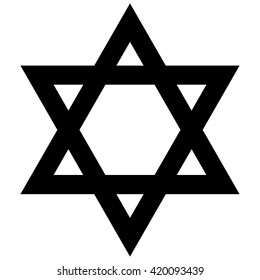 Star of David , Shield of David , Magen David , black isolated vector illustration , icon