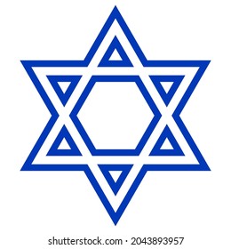 Star von David. Schild von David. Umriss jüdischen Sterns. Israel-Emblem.