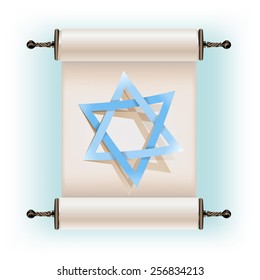 Star of David sign and ancient scroll