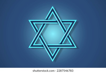 Star David Schild Symbol, jüdisches israelisches religiöses Symbol. Vektorgrafik