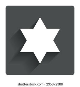 Star of David sign icon. Symbol of Israel. Jewish hexagram symbol. Shield of David. Gray flat square button with shadow. Modern UI website navigation. Vector