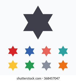 Star of David sign icon. Symbol of Israel. Jewish hexagram symbol. Shield of David. Colored flat icons on white background.