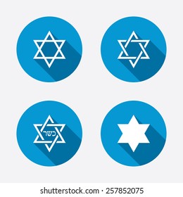 Star of David sign icons. Symbol of Israel. Circle concept web buttons. Vector