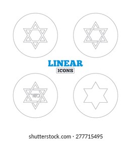 Star of David sign icons. Symbol of Israel. Linear outline web icons. Vector