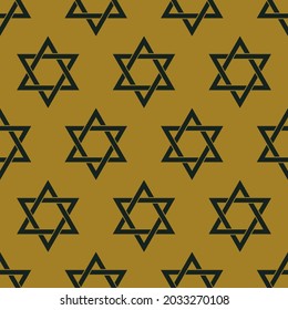 Star of David sign. Six-pointed star icon. Symbol of Judaism. Seamless pattern. Esoteric; sacred geometry  Vector illustration