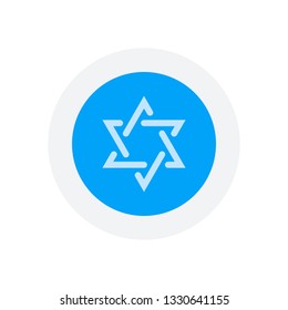 Star of david, simple icon. Icon in colored circle with gray bold border. Web button, modern flat design