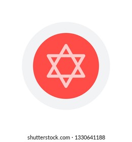 Star of david, simple icon. Icon in colored circle with gray bold border. Web button, modern flat design