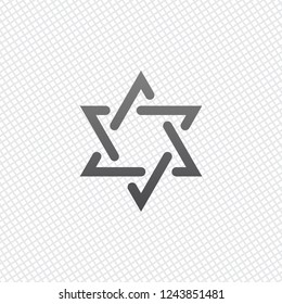 Star of david, simple icon. On grid background