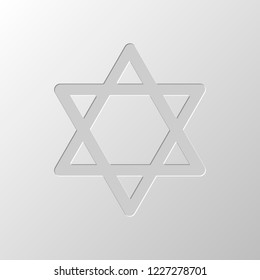 Star of david, simple icon. Paper design. Cutted symbol. Pitted style