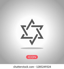 Star of david, simple icon. Icon under spotlight. Gray background