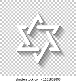 Star of david, simple icon. White icon with shadow on transparent background