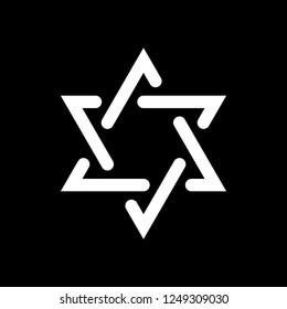 Star of david, simple icon. White icon on black background. Inversion