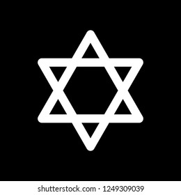 Star of david, simple icon. White icon on black background. Inversion