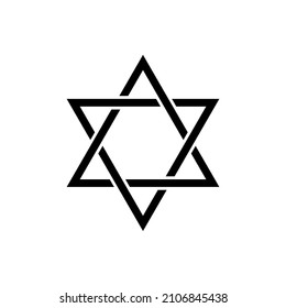 Star of David. Six-pointed star, hexagram. Seal of King Solomon. Symbol of Israel. Isolated vector illustration on white background.
