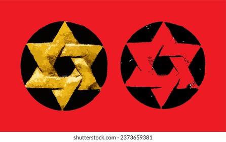 Star of David, six-pointed star, Israel. Vector, eps