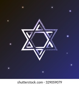 Star of David. Star of David in the sky. Brilliant Star of David