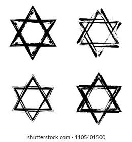 Star of David. Style hand-drawn thick strokes. Grunge star of david.