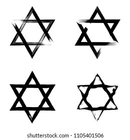 Star of David. Style hand-drawn thick strokes. Grunge star of david.