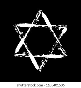 Star of David. Style hand-drawn thick strokes. Grunge star of david.