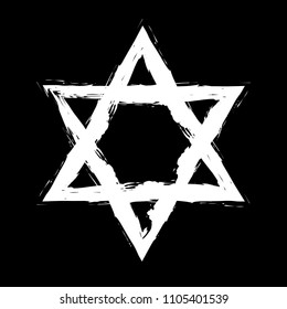 Star of David. Style hand-drawn thick strokes. Grunge star of david.