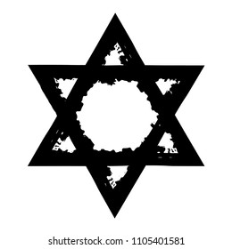 Star of David. Style hand-drawn thick strokes. Grunge star of david.